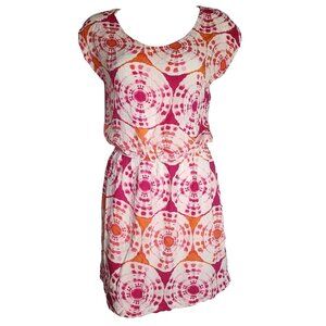 BANANA REPUBLIC Pink Orange Circles Pullover Lightweight Dress Womens Size M